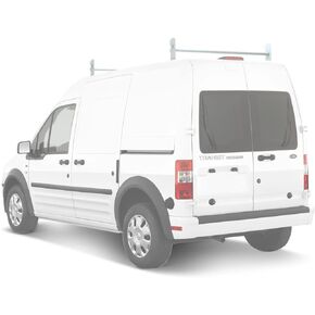 AA-Racks Model DX36 Compatible Ford Transit Connect 2008-13 Steel 2 Bar Utility Drilling Van Roof Ladder Rack System - Sandy Black