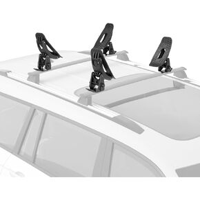 BougeRV Kayak Roof Rack Saddles, Universal Crab Roof Mounting Kit for Car SUV Truck Cross Bars, Carrier Kayak Paddle Board Surfboard with Tie Down Straps Ratchet Strap,150LBS Load Capacity(2 Pairs)