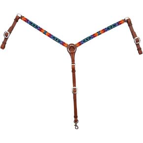Infinity Wrap Leather Breast Collar for Horse, Sunset Beading, Blue/Orng/Yllw, One Size, (X4123-4069)