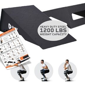 Lifepro Metal Squat Wedge Block Set - Two Squat Ramp Wedges with Resistance Band, Weightlifting Metal Slant Board, Calf Raise Stretcher, Squat Wedge for Heel Elevated Squat, & Slant Board for Squats