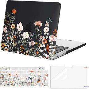 MOSISO Compatible with MacBook Pro 14 inch Case 2025-2021 M4 M3 M2 M1 A3112 A3185 A3401 A2918 A2992 A2779 A2442, Plastic Garden Flowers Hard Shell Case&Keyboard Cover&Screen Protector, Transparent