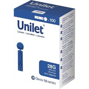 Owen Mumford Unilet Super Thin Lancets (28G), 100 Count