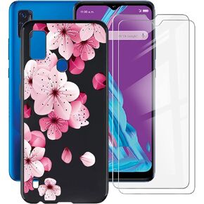 Case for ZTE Blade A51 (6.52"), with 2 Tempered Glass Screen Protector Ultra-Thin Black Soft Silicone Anti-Drop Phone Cover, TPU Bumper Shell Case for ZTE Blade A51 - WM113