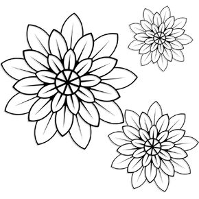 3 Pieces Metal Wall Art Metal Flowers Wall Decor Metal Wall Art Floral Home Decoration for Bedroom Living Room, Bathroom, Kitchen, Outdoor (Black)