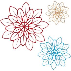 3 Pieces Metal Wall Art Metal Flowers Wall Decor Metal Wall Art Floral Home Decoration for Bedroom Living Room, Bathroom, Kitchen, Outdoor (Black)