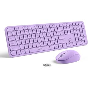Purple Keyboard and Mouse Combo Wireless-Seenda Full Size 2.4GHz Silent USB Wireless Keyboard Mouse, Cordless Wireless Keyboard and Mouse for Windows, Laptop, PC (Purple)