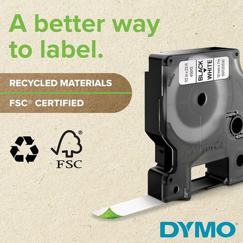 DYMO D1 Durable Labeling Tape for LabelManager Label Makers, Black Print on White Tape, 1/2" W x 18' L, 1 Cartridge in Saudi Arabia