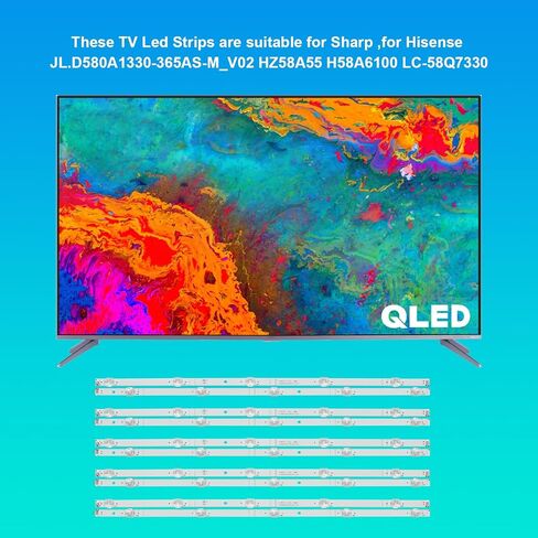 مجموعة 10 قطع من شرائط الإضاءة الخلفية LED لهيسنس شارب JL.D580A1330-365AS-M_V02 LC-58Q7370U LC-58Q7330U LC-58Q620U 58R6E 58H6550E H58AE6100 H58A6100 H58AE6000 H58AE6100UK HZ5 8A55 HD580S1U02 HD580S1U91 in Kuwait