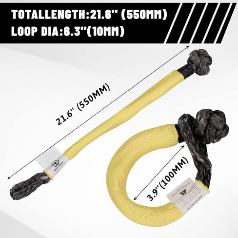 Synthetic Soft Shackle Rope 1/2 Inch x 22 Inch (38,000lbs Max Breaking Strength) with 41,000lbs Recovery Ring in Saudi Arabia