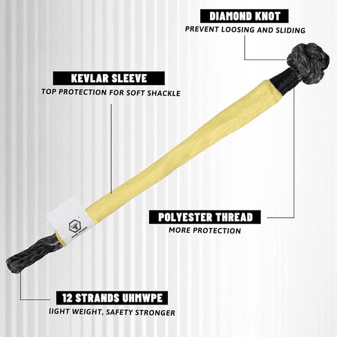 Synthetic Soft Shackle Rope 1/2 Inch x 22 Inch (38,000lbs Max Breaking Strength) with 41,000lbs Recovery Ring in Saudi Arabia