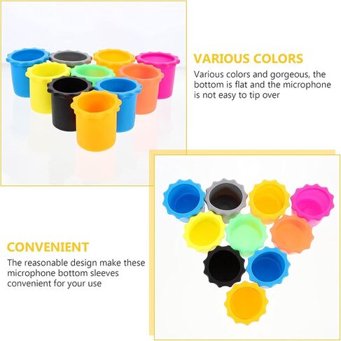 EXCEART 10pcs Shakeproof Anti- Rolling Wireless Handheld Microphone Protection Silicone Bottom Rod Sleeve Holder for KTV Device Random Color in Saudi Arabia
