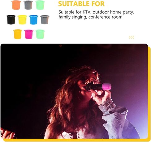 EXCEART 10pcs Shakeproof Anti- Rolling Wireless Handheld Microphone Protection Silicone Bottom Rod Sleeve Holder for KTV Device Random Color in Saudi Arabia