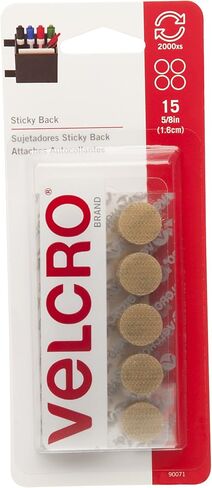 VELCRO Brand - Sticky Back Hook and Loop Fasteners | Perfect for Home or Office | 5/8in Coins | Pack of 15 | Beige in Saudi Arabia
