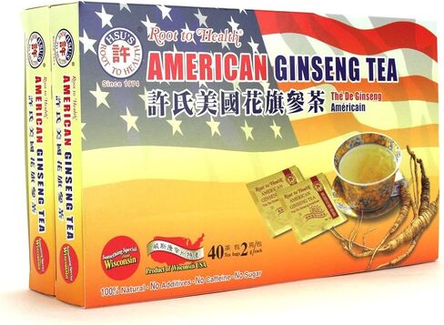 Hsu's Ginseng SKU 1032 | American Ginseng Tea, 120ct | Cultivated American Ginseng from Marathon County, Wisconsin USA | 许氏花旗参茶 | 120ct Box,西洋参, B0071M7O9A in Saudi Arabia
