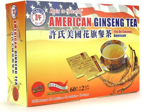 Hsu's Ginseng SKU 1032 | American Ginseng Tea, 120ct | Cultivated American Ginseng from Marathon County, Wisconsin USA | 许氏花旗参茶 | 120ct Box,西洋参, B0071M7O9A in Saudi Arabia