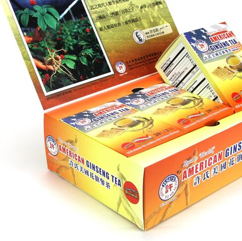 Hsu's Ginseng SKU 1032 | American Ginseng Tea, 120ct | Cultivated American Ginseng from Marathon County, Wisconsin USA | 许氏花旗参茶 | 120ct Box,西洋参, B0071M7O9A in Saudi Arabia