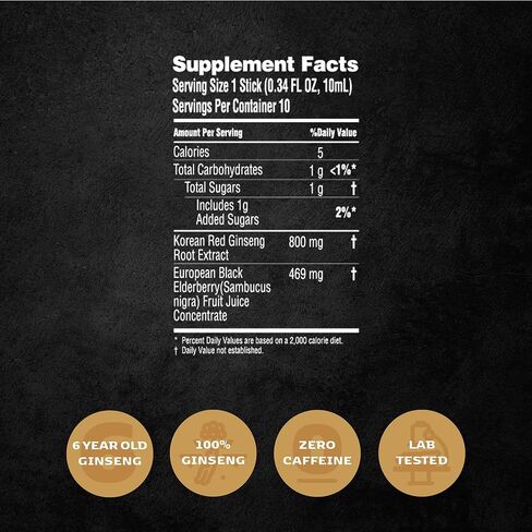 المناعة [مستخلص الجينسنغ الأحمر الكوري مع العصي السائلة من نبات البلسان] دعم المناعة الكورية، معزز الدورة الدموية، مكمل للطاقة الطبيعية، باناكس الجينسنغ الآسيوي بعمر 6 سنوات - 10 قطع in Kuwait