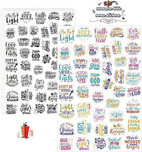 215 Pieces Inspirational Bible Verse Stickers, Scripture Motivational Verse Labels for Scrapbook Diary Planner Book Bottle Laptop Album Decoration (215 PCS Mixed) in Saudi Arabia