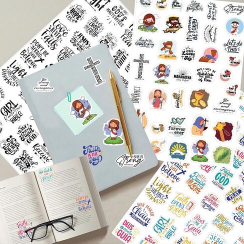 215 Pieces Inspirational Bible Verse Stickers, Scripture Motivational Verse Labels for Scrapbook Diary Planner Book Bottle Laptop Album Decoration (215 PCS Mixed) in Saudi Arabia