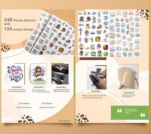 215 Pieces Inspirational Bible Verse Stickers, Scripture Motivational Verse Labels for Scrapbook Diary Planner Book Bottle Laptop Album Decoration (215 PCS Mixed) in Saudi Arabia