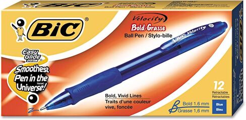 قلم حبر جاف سريع قابل للسحب من BIC VLGB11BE، حبر أزرق، 1.6 مم، غامق، دزينة in Saudi Arabia