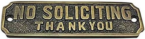 لافتة باب نحاسية صغيرة "NO SOLICITING" من Adonai Hardware - نحاس عتيق in Kuwait