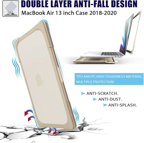 Mektron for MacBook Air 13 Case A1466 A1369, [Heavy Duty] [Dual Layer] Hard Case Cover with TPU+PC Bumper for MacBook Air 13.3-inch (2010-2017 Relase) w/Keyboard Cover Screen Protector, Gray in Kuwait