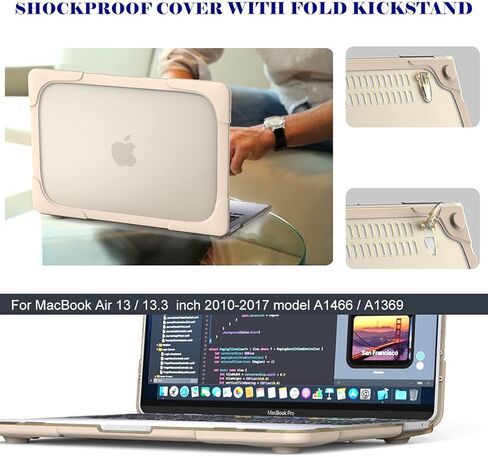 Mektron for MacBook Air 13 Case A1466 A1369, [Heavy Duty] [Dual Layer] Hard Case Cover with TPU+PC Bumper for MacBook Air 13.3-inch (2010-2017 Relase) w/Keyboard Cover Screen Protector, Gray in Kuwait