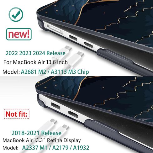 May Chen متوافق مع حافظة MacBook Air 13.6 بوصة 2024 2023 2022 إصدار طراز A3113 M3 A2681 M2 Chip، حافظة بلاستيكية صلبة لجهاز MacBook Air 13.6 بوصة مع شاشة Retina سائلة، تقليدية in Kuwait