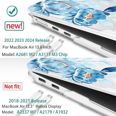 May Chen متوافق مع حافظة MacBook Air 13.6 بوصة 2024 2023 2022 إصدار طراز A3113 M3 A2681 M2 Chip، حافظة بلاستيكية صلبة لجهاز MacBook Air 13.6 بوصة مع شاشة Retina سائلة، تقليدية in Kuwait
