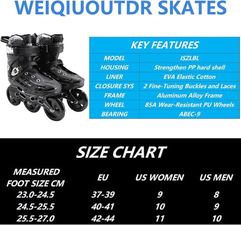 Inline Skates Adults Female Male, 3 Wheels 100mm Inline Blades for Women Men, Versatile Professional Outdoor Fitness Speed Skates for Unisex in Kuwait