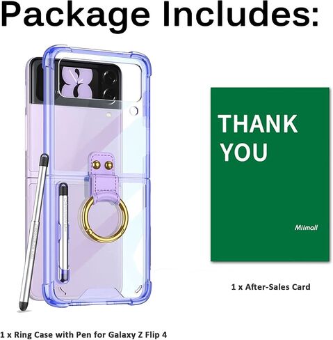 جراب Miimall متوافق مع هاتف Samsung Galaxy Z Flip 4 2022 مع قلم، جراب Flip 4 رفيع للغاية مع حامل حلقي، جراب شفاف ناعم من مادة TPU+PC مقاوم للصدمات ومضاد للخدش لهاتف Samsung Z Flip 4 (شفاف) in Kuwait