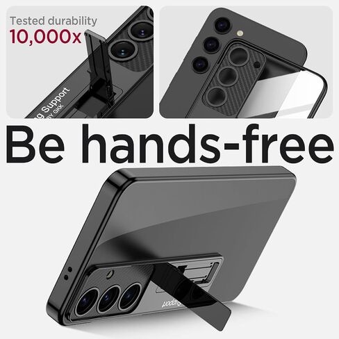 Miimall Slim Case for Samsung Galaxy S24 Plus Case with Kickstand, Raised Full Camera Protector Hard PC Clear Anti-Yellow Thin Anti-Scratch Shockproof Phone Case for S24 Plus Case Stand, Black in Saudi Arabia