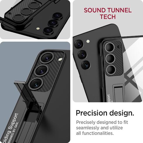 Miimall Slim Case for Samsung Galaxy S24 Plus Case with Kickstand, Raised Full Camera Protector Hard PC Clear Anti-Yellow Thin Anti-Scratch Shockproof Phone Case for S24 Plus Case Stand, Black in Saudi Arabia