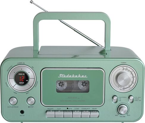 ستوديبيكر SB2135BTTS مشغل أقراص مضغوطة استيريو محمول مع بلوتوث وراديو ستيريو AM/FM ومشغل/مسجل كاسيت in Kuwait