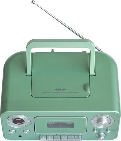 ستوديبيكر SB2135BTTS مشغل أقراص مضغوطة استيريو محمول مع بلوتوث وراديو ستيريو AM/FM ومشغل/مسجل كاسيت in Kuwait