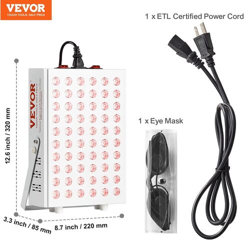 العلاج بالضوء الأحمر لوجه الجسم، 60 مصباح LED ثنائي الشريحة، أحمر 660 نانومتر ومجموعة من الأشعة تحت الحمراء القريبة 850 نانومتر، لوحة علاج بالضوء الأحمر عالية الطاقة للتعافي، وتخفيف الألم، وشفاء الجروح، وصحة الجلد، 80 وات in Kuwait