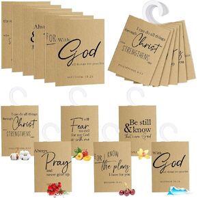 48 Packs Employees Appreciation Christian Gift Bulk Scented Sachets for Drawer and Closet with Organza Bag Bible Verse Fragrance Packets Air Freshener Bag Church Favors for Nurse, 6 Scents