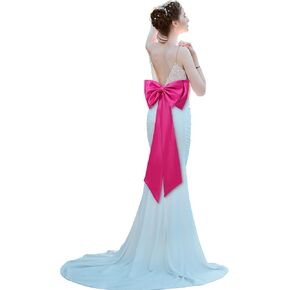 Bencailor Big Satin Bow Large Detachable Bow Train for Dress 17.72" Wide Waist Sash Belt Bride Formal Wedding Dress