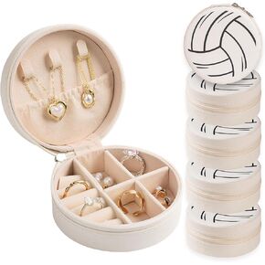 6 حزمة Softball Mini Travel Jewelry Case Softball Stuff Round Round Jewelry Casourizer Case for Christmas Termualy Sports Team Club Hirpies Goodie Fivors (Softball)