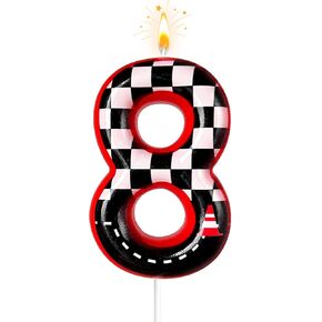 شموع عيد ميلاد أبيض وأسود منقوشة رقمية ، زخرفة كعكة الحفلات ، مناسبة لبرقاء Lightning McQueen Cars (3)