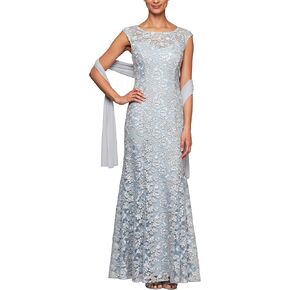 Alex Evenings Women's Long Sleeveless Mother of The Bride Dress with Shawl (Petite and Regular Sizes)