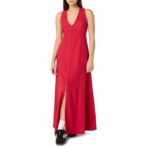The Drop Women's Blanca Linen Button-Front V-Neck Maxi Dress