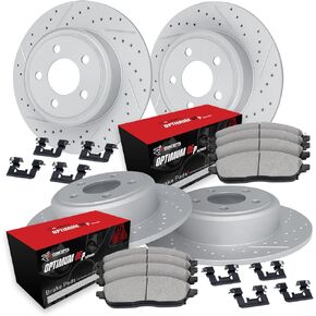 R1 Concepts Front and Rear Brakes and Rotors| Hardware Included| Front and Rear Optimum OEp Brake Pads and Rotors Kit| Fits 2014-2023 Dodge Charger