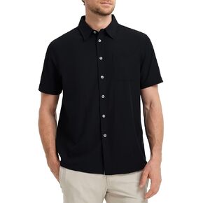 Men's Short Sleeve Button Down Shirts Classic Regular Fit Summer Beach Shirt with Pocket