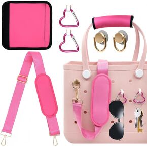 LBU Strap for Bogg Bag Accessories with Neoprene Handle Wrap, Detachable Shoulder Pad, 2Pcs Key Holders Adjustable Crossbody Shoulder Strap Wrap for XL/Medium/Small Rubber Tote Beach Bog Bags