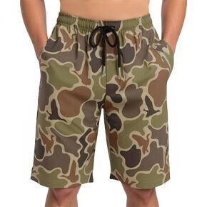 Boys Camo Swim Trunks Quick Dry with Compression Liner Hunting Camouflage Swim Shorts for Boys 7-17 Y