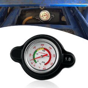 1 PC CAR CAR CAR CAP ، 1.8 BAR ضيقة الملاءمة ذات الضغط العالي مقاوم للحفاظ على رأس توازن مستوى المياه مع مقياس حرارة ، والملحقات المعدلة ، والسيارات ، والسيارات على الطرق الوعرة (أسود)