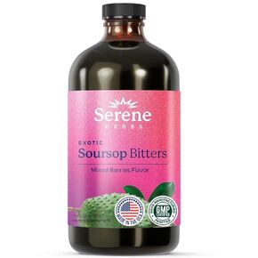 الأعشاب الهادئة Soursop Bitters سائل توت مختلط مع أوراق Soursop لتطهير الأمعاء ، التخلص من السموم والمناعة مع البذور السوداء ، المورينغا ، الطحلب الأيرلندي ، أشواغاندا ، الكركم ، 16 oz | 32 حصص