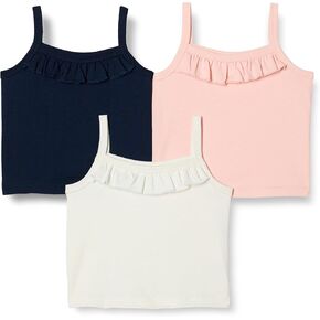 Amazon Essentials Girls and Toddlers' Cotton Mid-Length Camisole, Pack of 3
